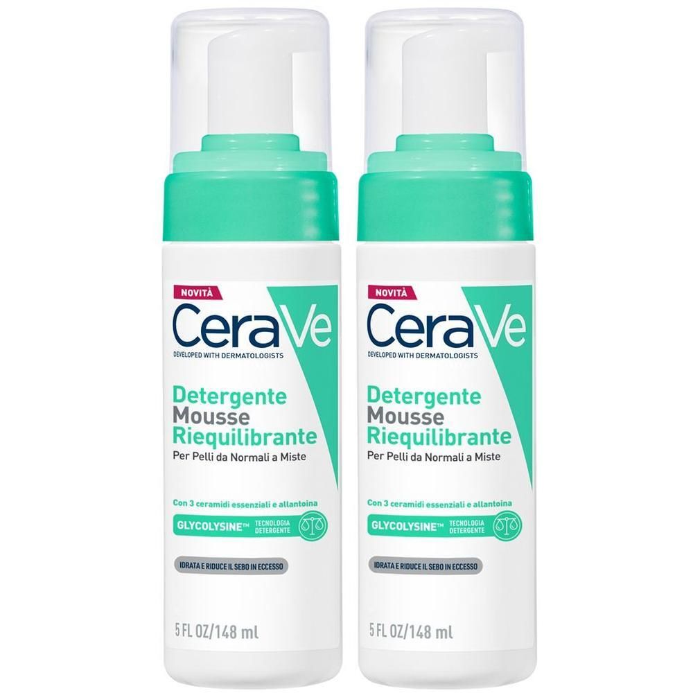 CeraVe Mousse Detergente Riequilibrante, Per Pelli Sensibili da Normali a Miste, 148ml