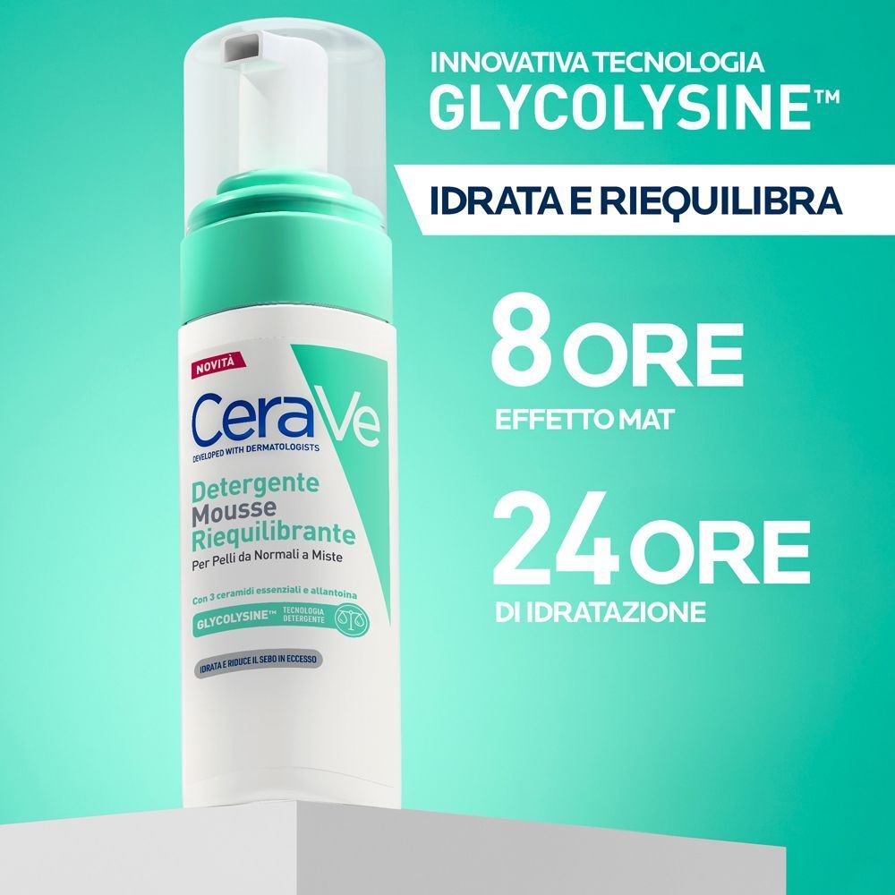 CeraVe Mousse Detergente Riequilibrante, Per Pelli Sensibili da Normali a Miste, 148ml