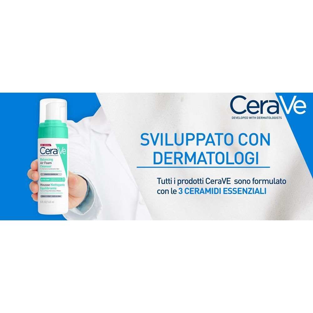 CeraVe Mousse Detergente Riequilibrante, Per Pelli Sensibili da Normali a Miste, 148ml