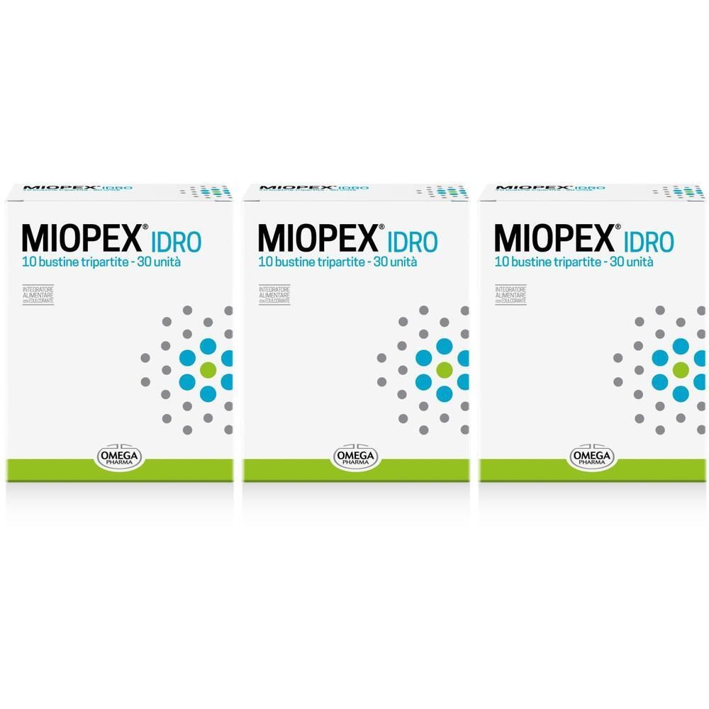 Tre confezioni di MIOPEX® IDRO, 30 bustine per unità.