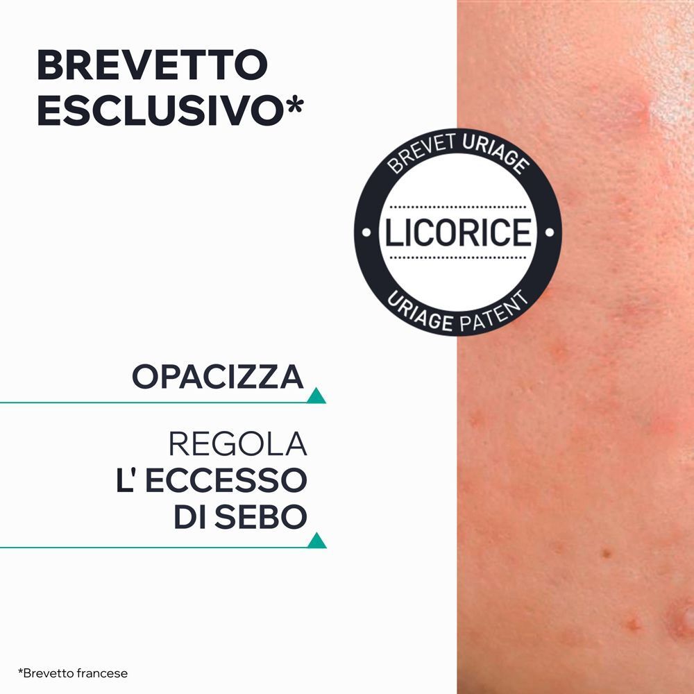 Uriage Hyseac Mat: estratto di liquirizia brevettato opacizza e regola il sebo.