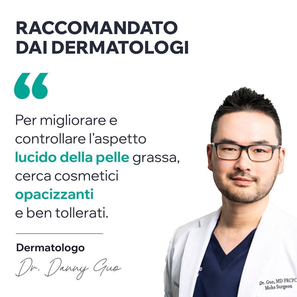 Il dermatologo Dr. Danny Guo raccomanda Uriage Hyseac Mat per controllare la lucidità.