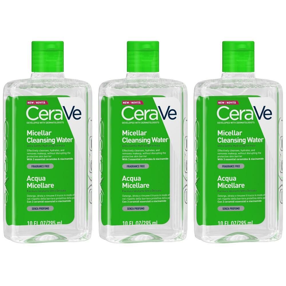 CeraVe Acqua Micellare, con 3 ceramidi essenziali: idrata, strucca ed aiuta il ripristino della barriera cutanea Per tutti i tipi di pelle 295ml