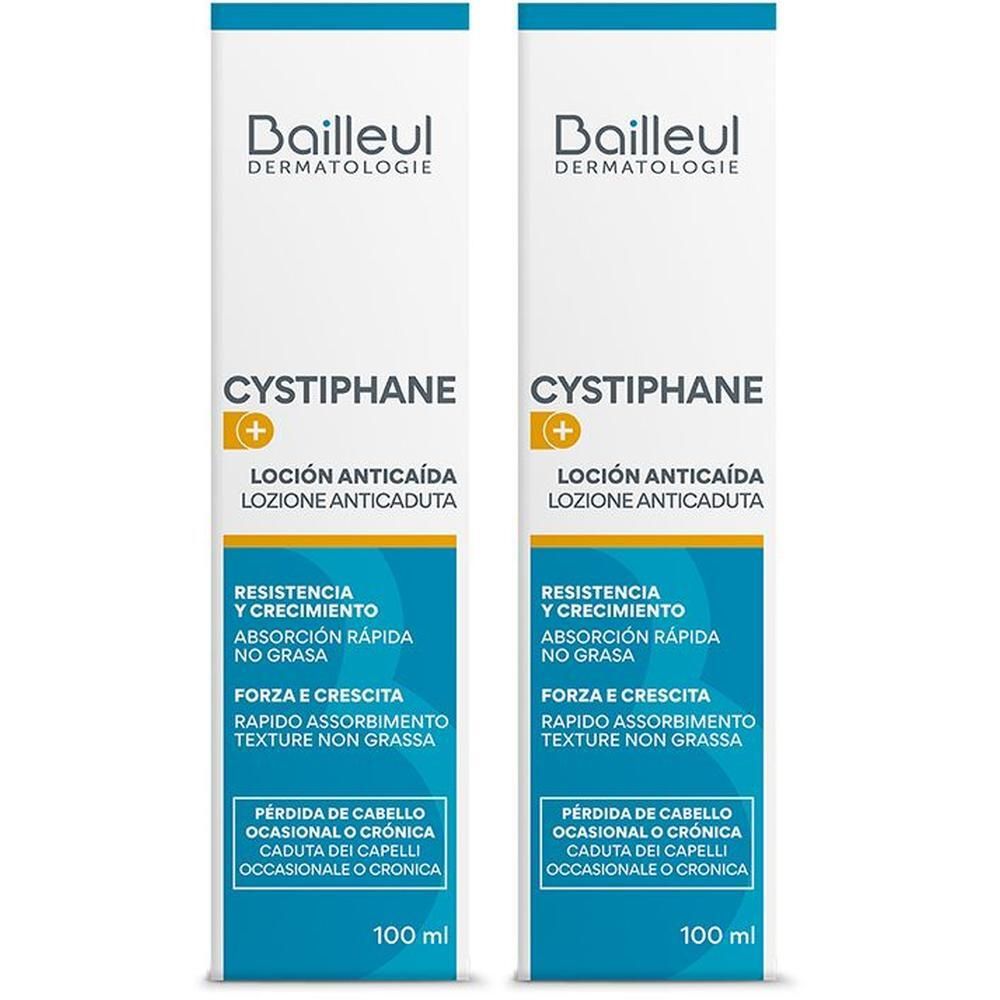Due flaconi di lozione Bailleul Cystiphane anticaduta, 100 ml.