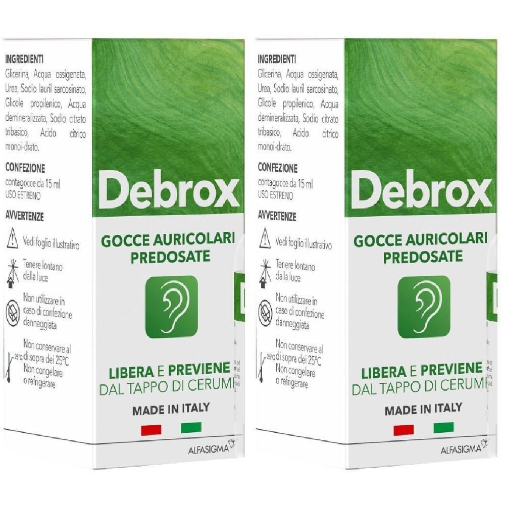 Due confezioni di gocce auricolari Debrox, 15ml.