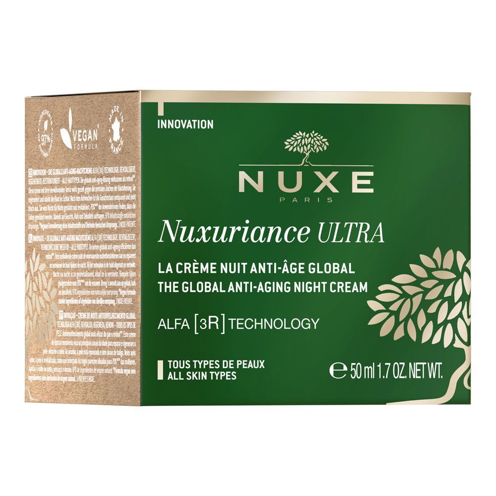 Confezione Nuxe Nuxuriance Ultra, verde con dettagli albero e testo, 50ml.