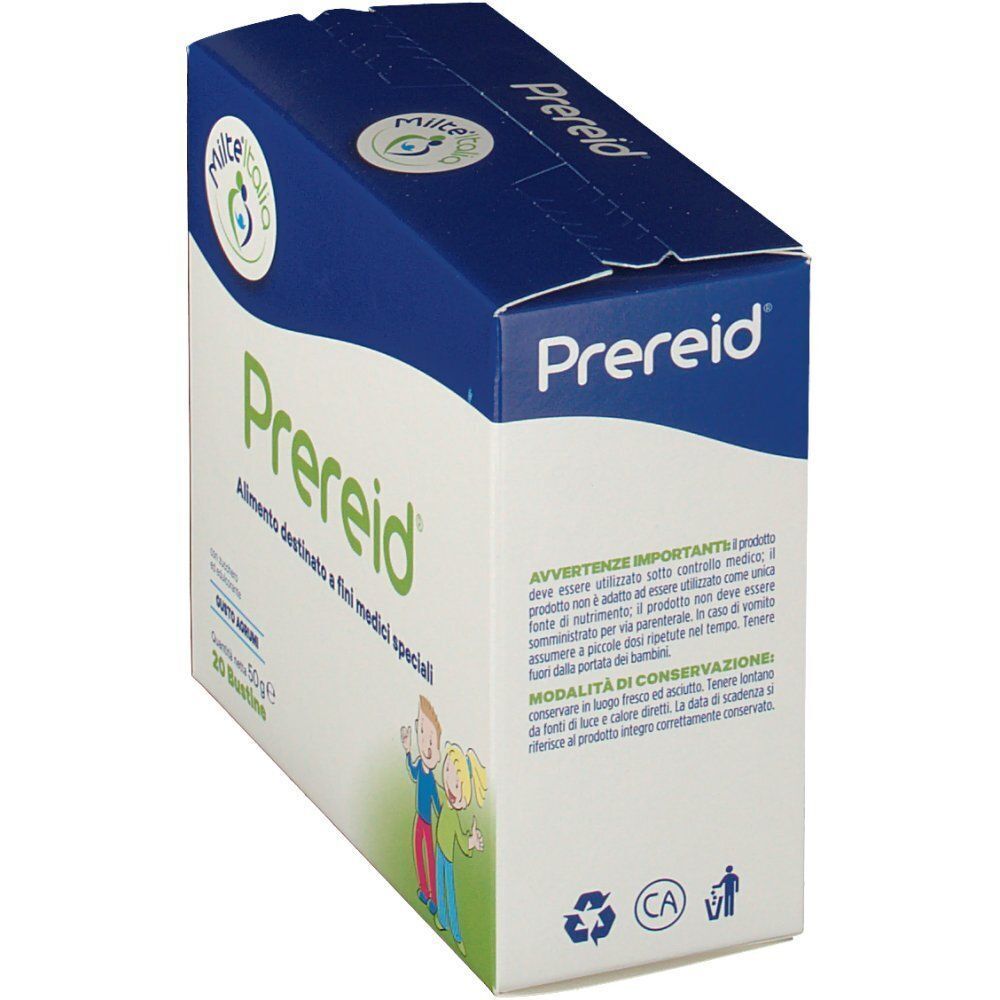 Confezione di Humana Prereid, fronte con informazioni prodotto e illustrazione.