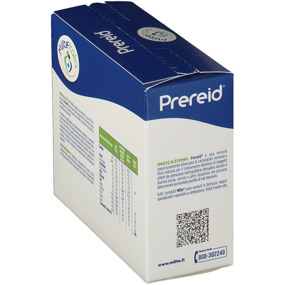 Confezione di Humana Prereid, retro con indicazioni d'uso e codice QR.