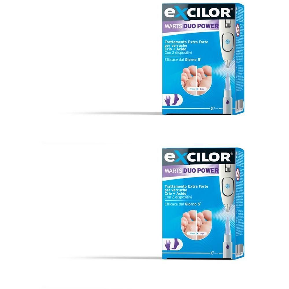 Due penne EXCILOR® Warts Duo Power in confezione singola, per il trattamento delle verruche di mani e piedi.