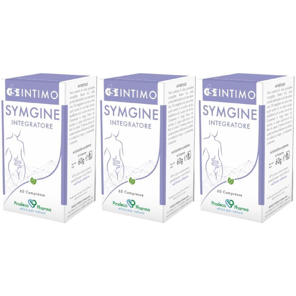 Tre confezioni di GSE® Intimo Symgine Integratore, 60 compresse per confezione.