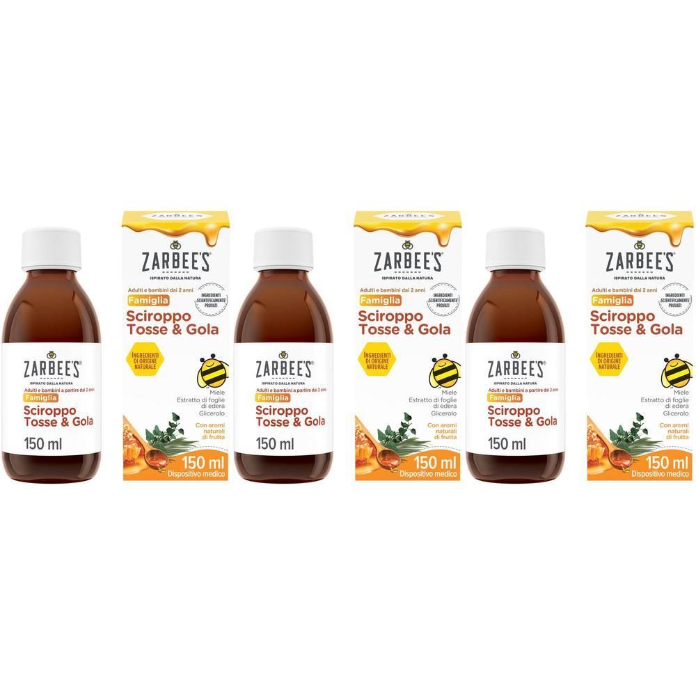 Zarbee's Sciroppo Tosse & Gola 150 ml, Sciroppo tosse adulti e bambini a partire dai 2 anni