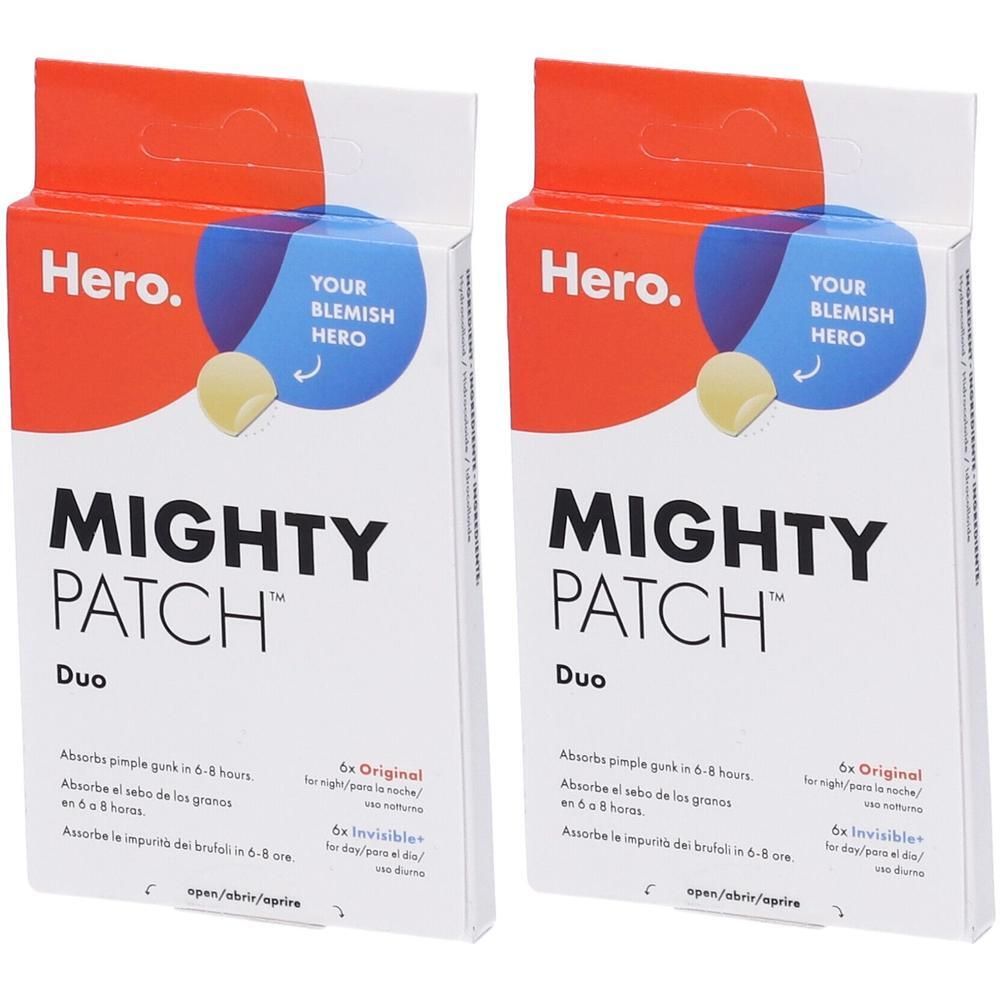 Due confezioni di cerotti per brufoli Hero Mighty Patch Duo. Originale e invisibile.