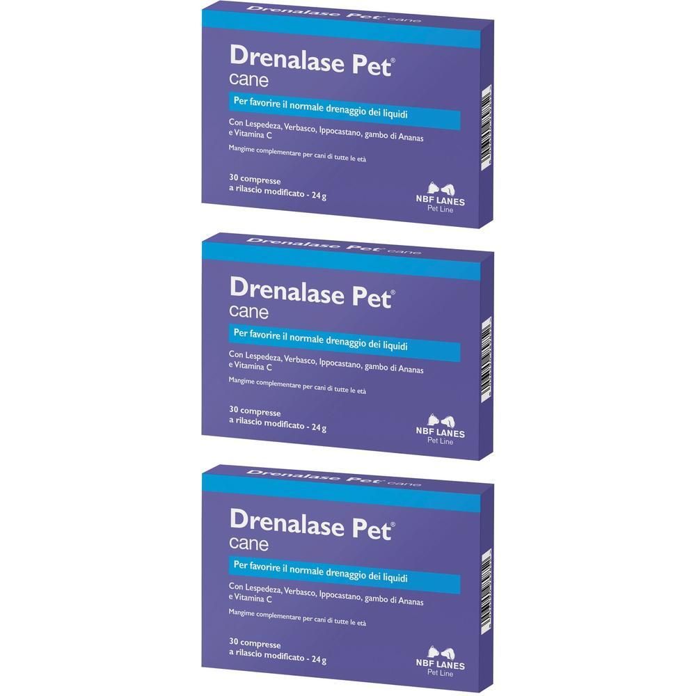 Tre confezioni di Drenalase Pet cane, 30 compresse.