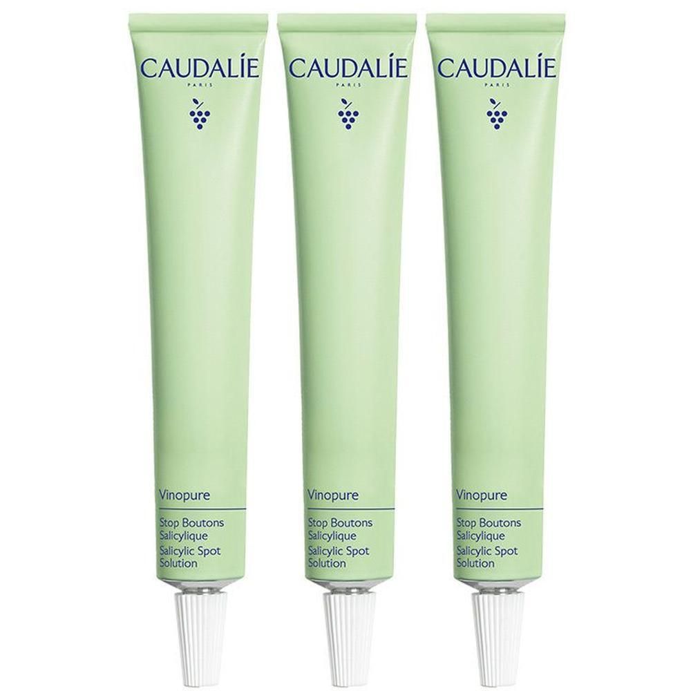 Tre tubetti Caudalie Vinopure Soluzione Salicilica Stop Brufoli.