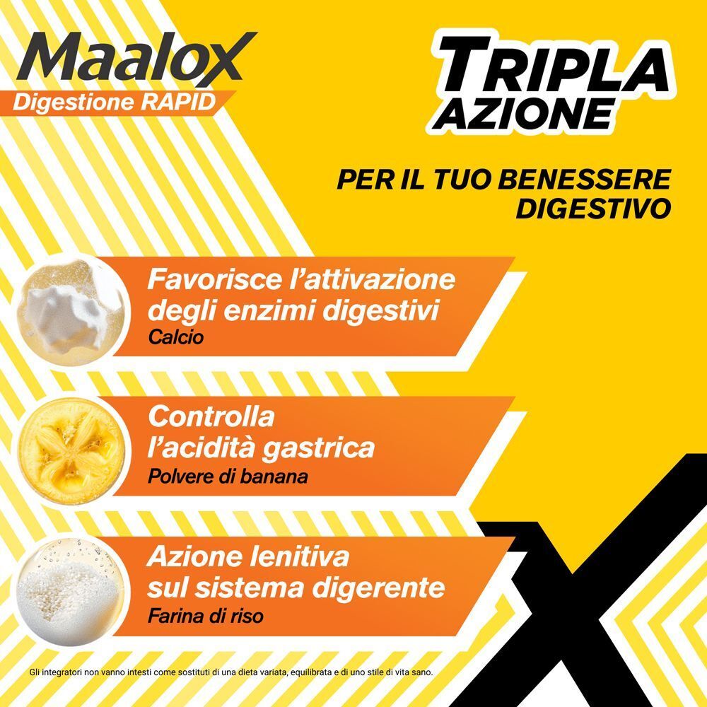 Maalox Digestione RAPID: Tripla azione digestiva. Favorisce enzimi, controlla acidità, lenisce.