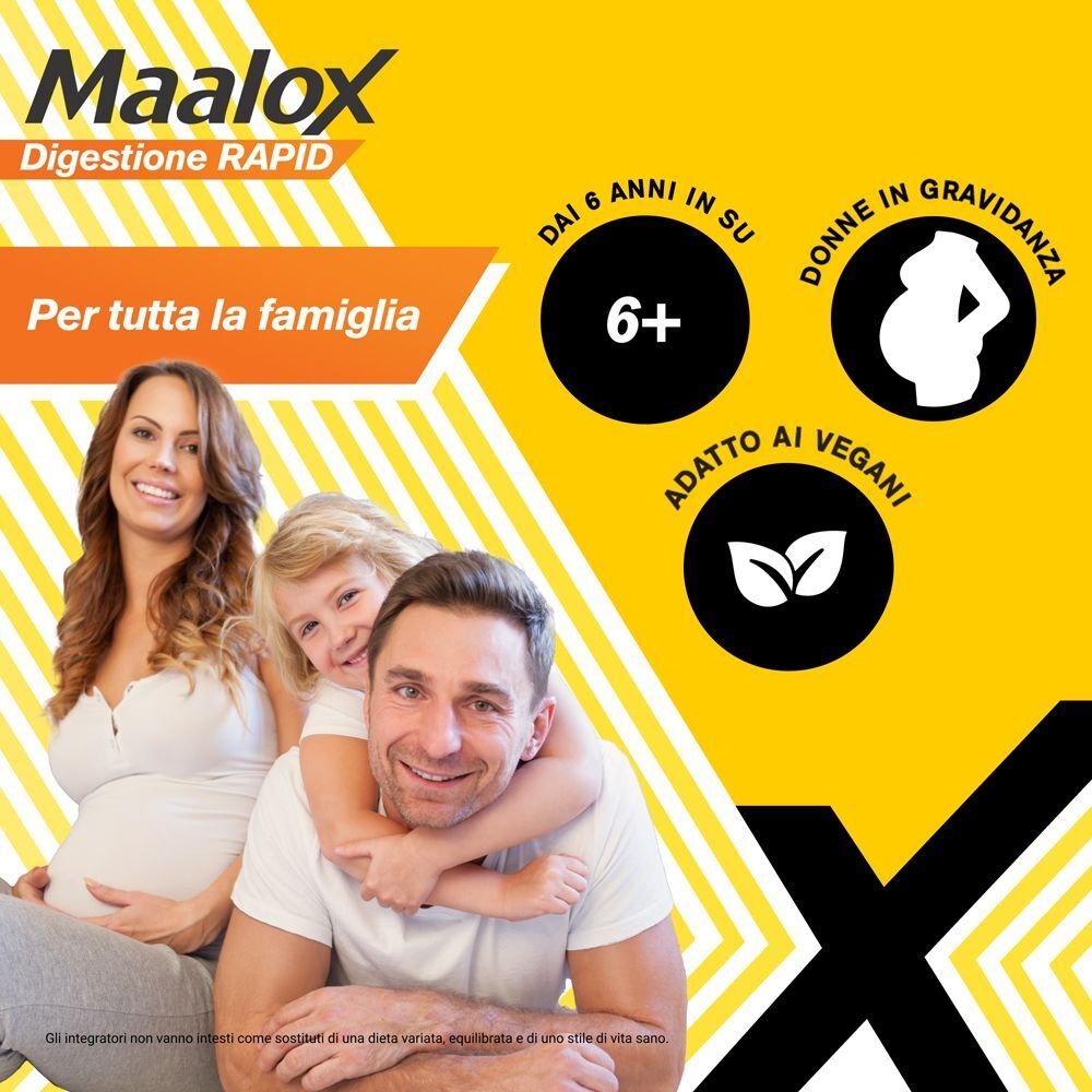 Maalox Digestione RAPID: Per tutta la famiglia, dai 6 anni, adatto a gravide e vegani.