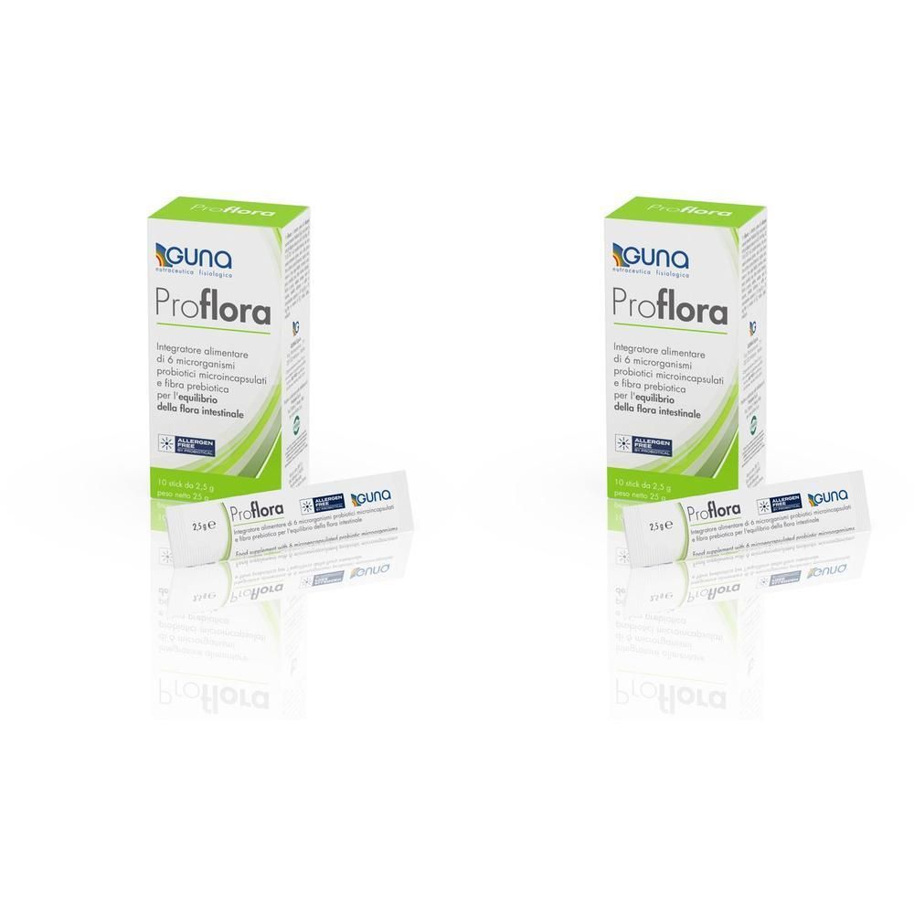 Due confezioni GUNA ProFlora, ciascuna con un stick monodose.