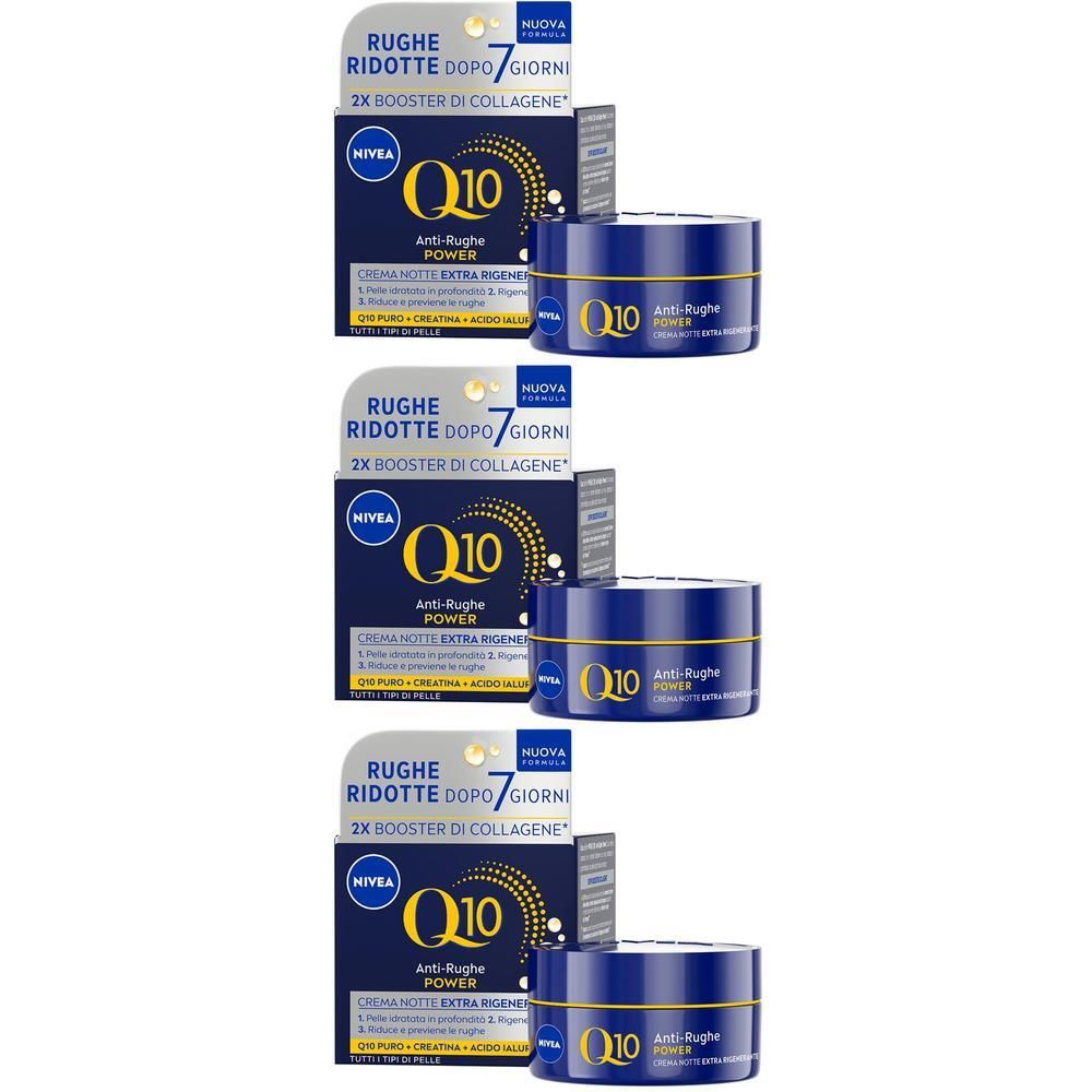 Tre confezioni di Nivea Q10 Anti-Rughe Power Crema Viso Notte.