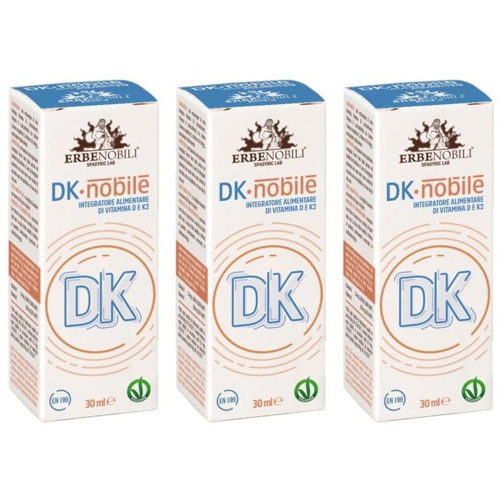 Tre confezioni di DK Nobile, integratore alimentare Vitamina D e K2.