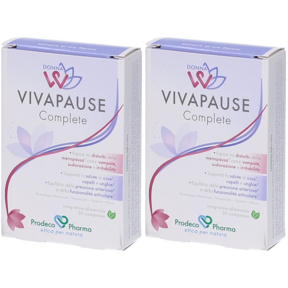 Due confezioni di VIVAPAUSE Complete, integratore alimentare da 30 compresse.