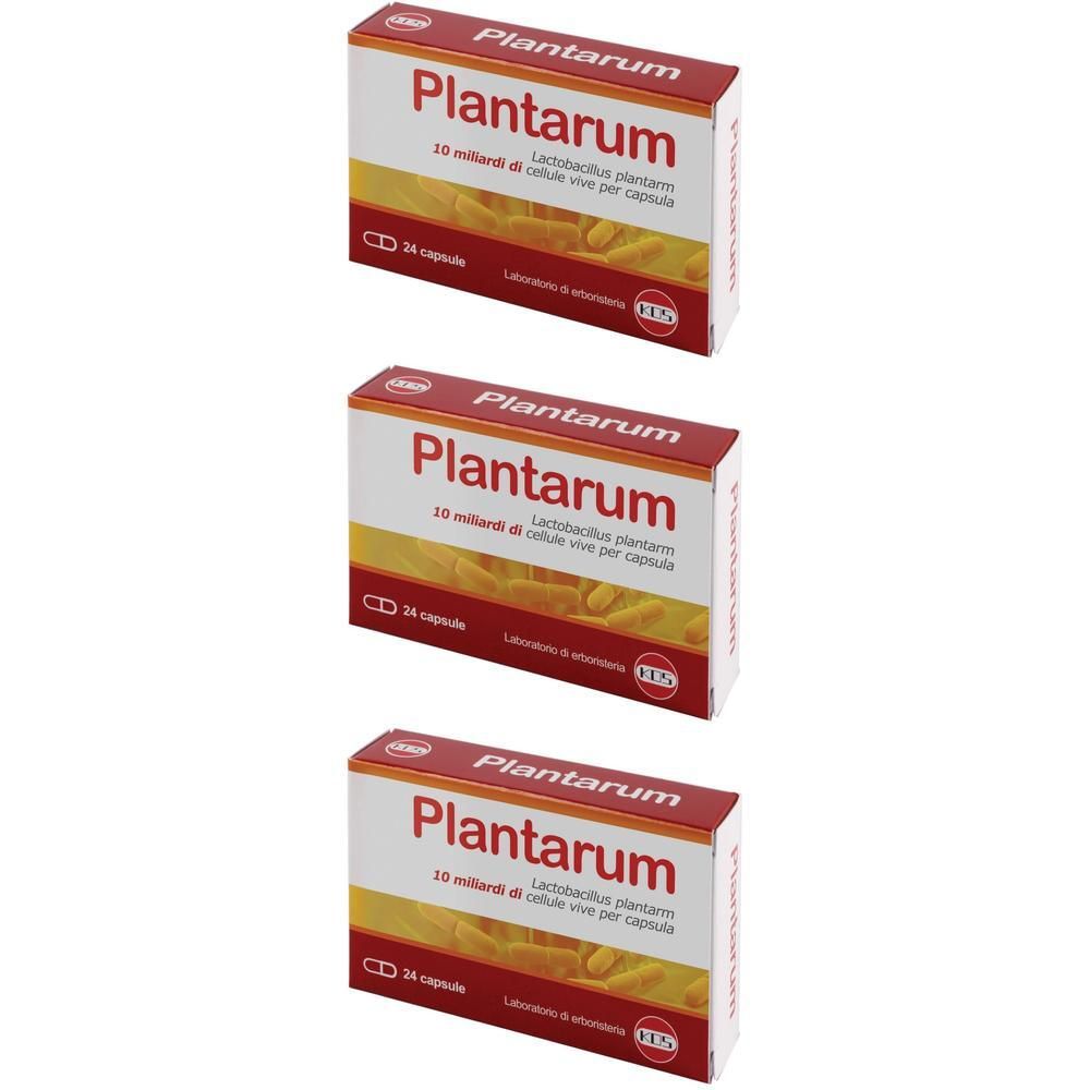 Tre confezioni di capsule KOS Plantarum, ciascuna da 24 capsule.