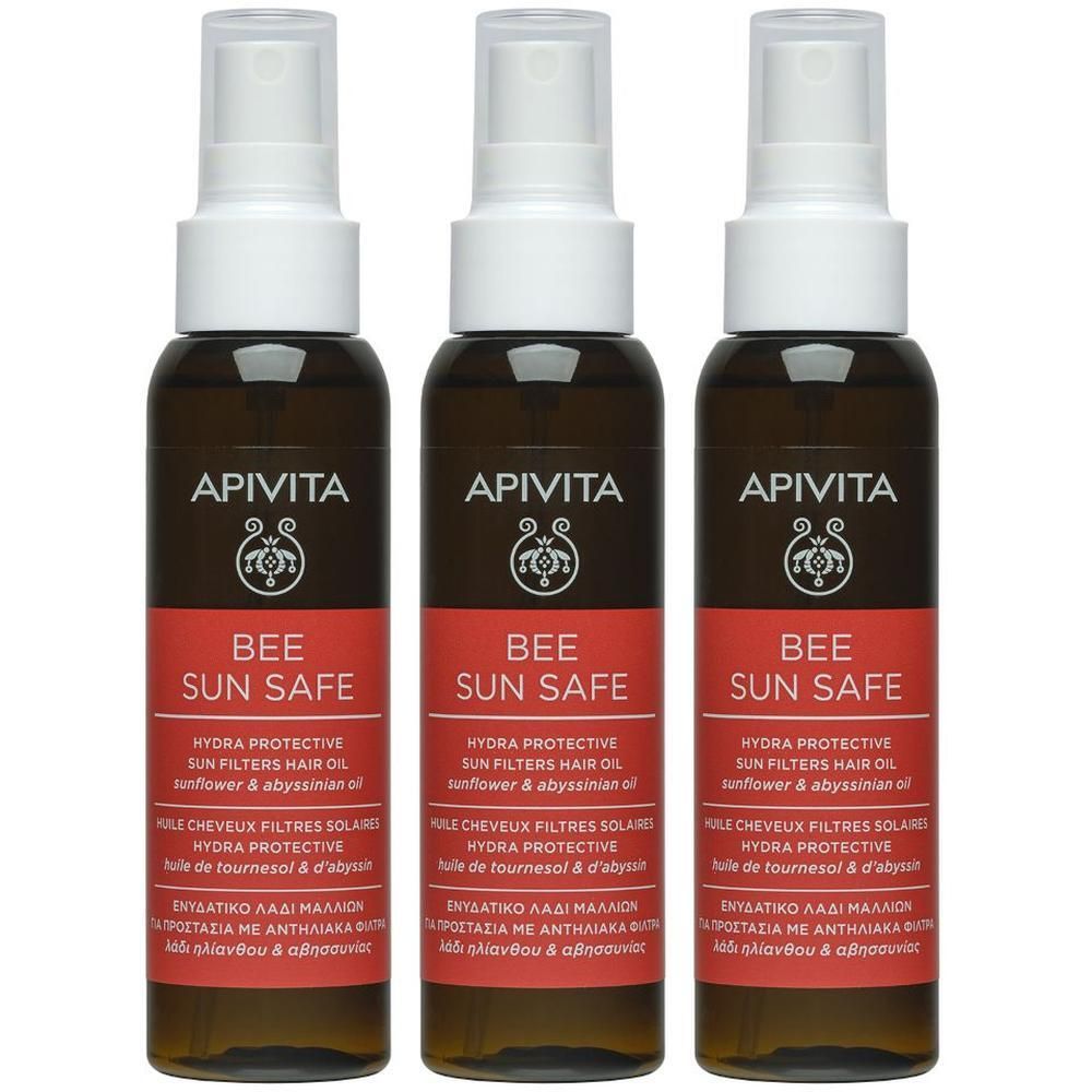 Apivita Bee Sun Safe Hydra Olio Solare Spray idratante nutriente per Capelli secchi, sfibrati