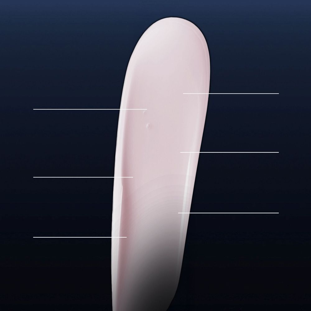 Una texture liscia e rosa con linee bianche che indicano gli ingredienti.