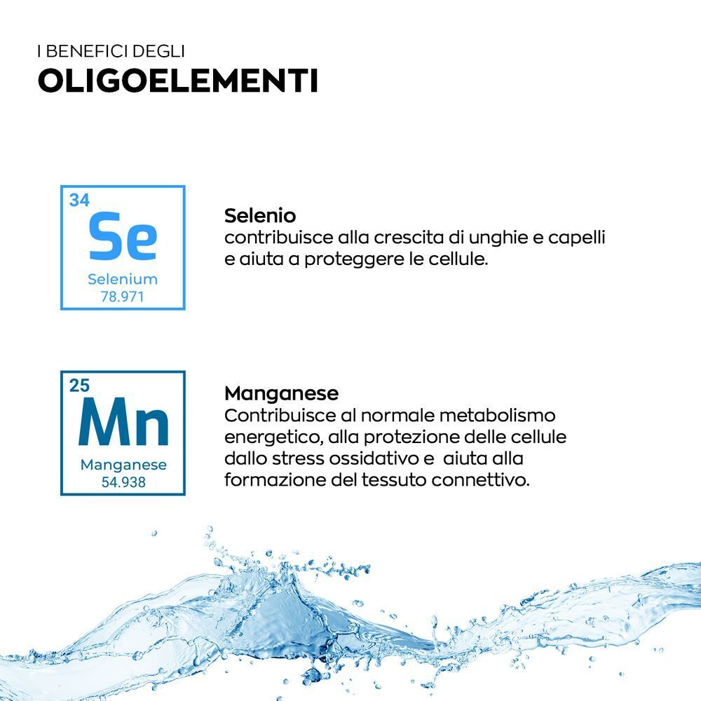 Grafiche di selenio e manganese con spiegazioni sulle loro funzioni nel corpo.