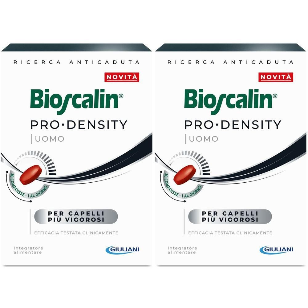 Due confezioni di Bioscalin Pro Density Compresse Uomo, per capelli più vigorosi.
