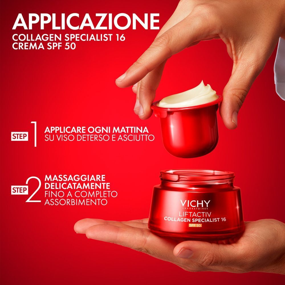 Applicazione della crema Vichy Liftactiv Collagen Specialist 16.