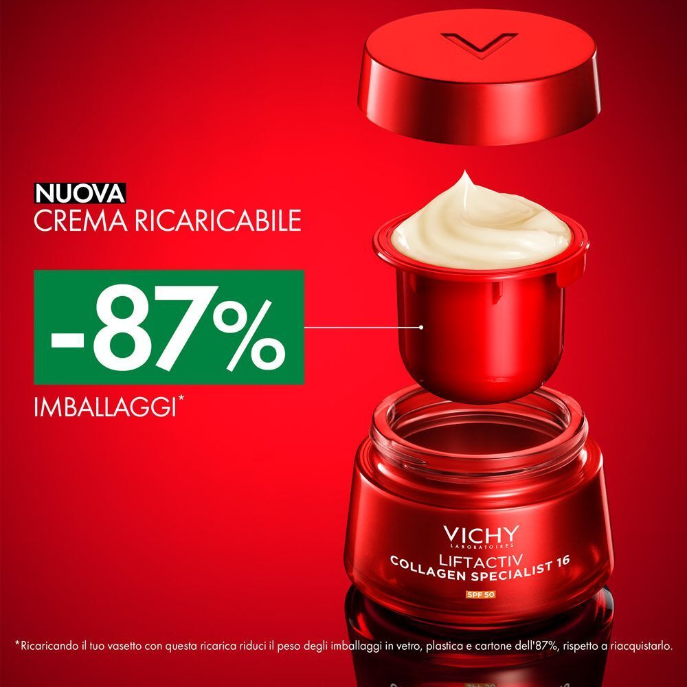 Crema ricaricabile Vichy Liftactiv Collagen Specialist 16 con -87% imballaggi.