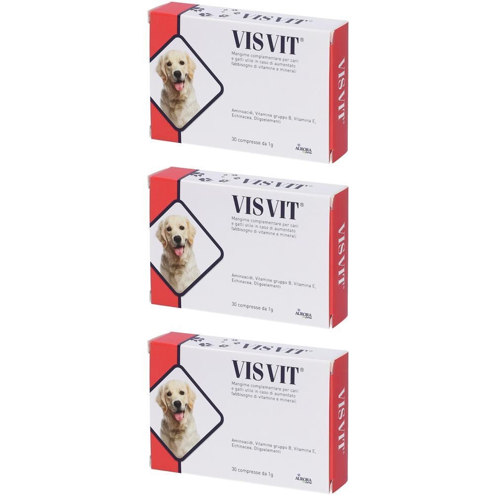 Tre scatole VISVIT compresse per cani, 30 pezzi.