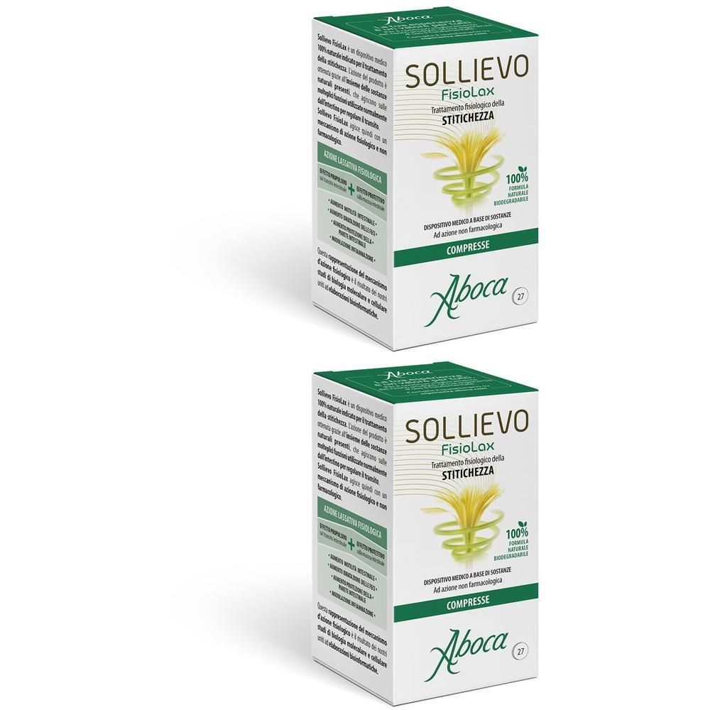 Due confezioni di Sollievo Fisiolax 27 compresse, Aboca.