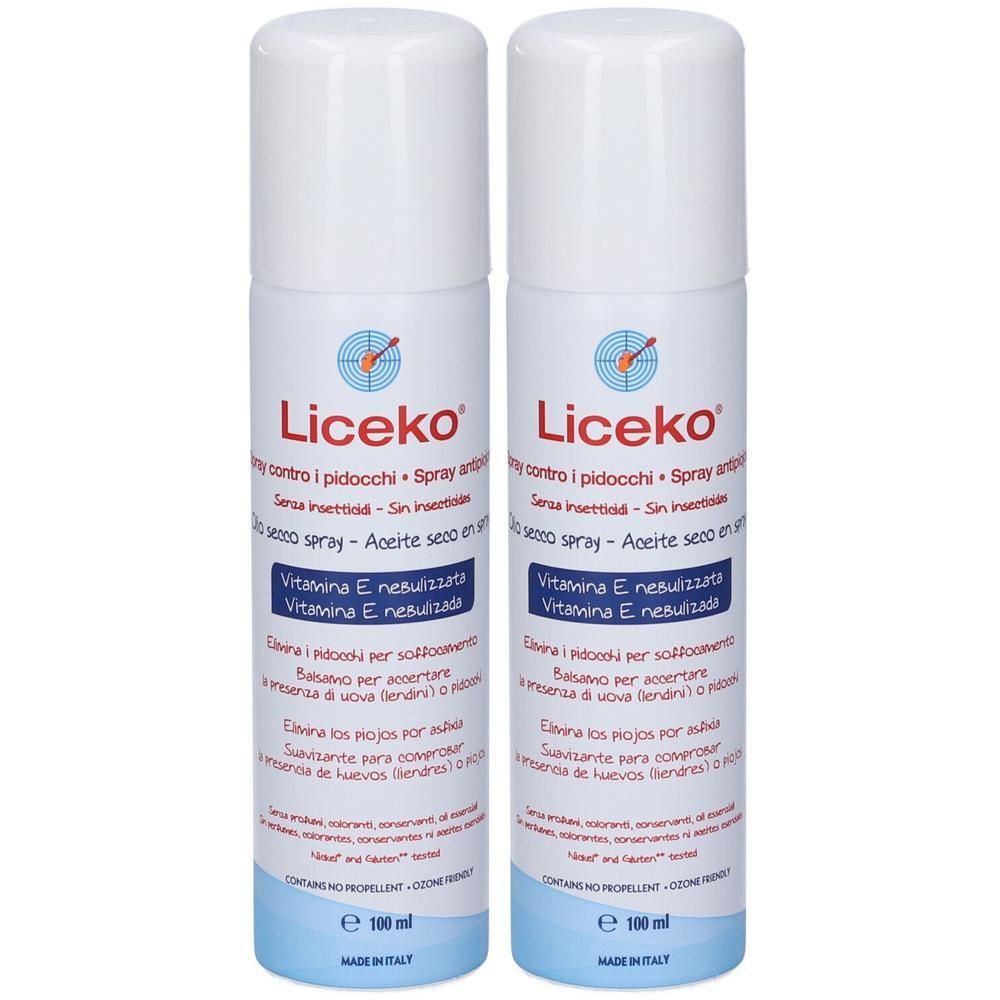 Due spray Licéko anti-pidocchi, 100ml.
