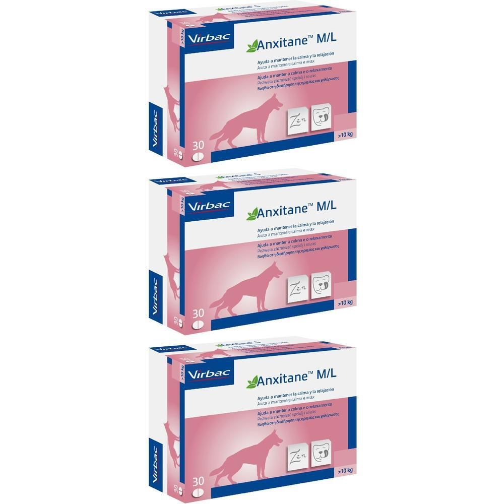 Tre scatole Anxitane M/L per cani, 30 compresse.
