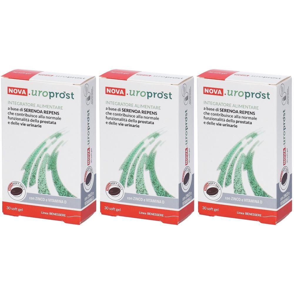 Tre confezioni di NOVA.UROPROST integratore alimentare con zinco e vitamina D.