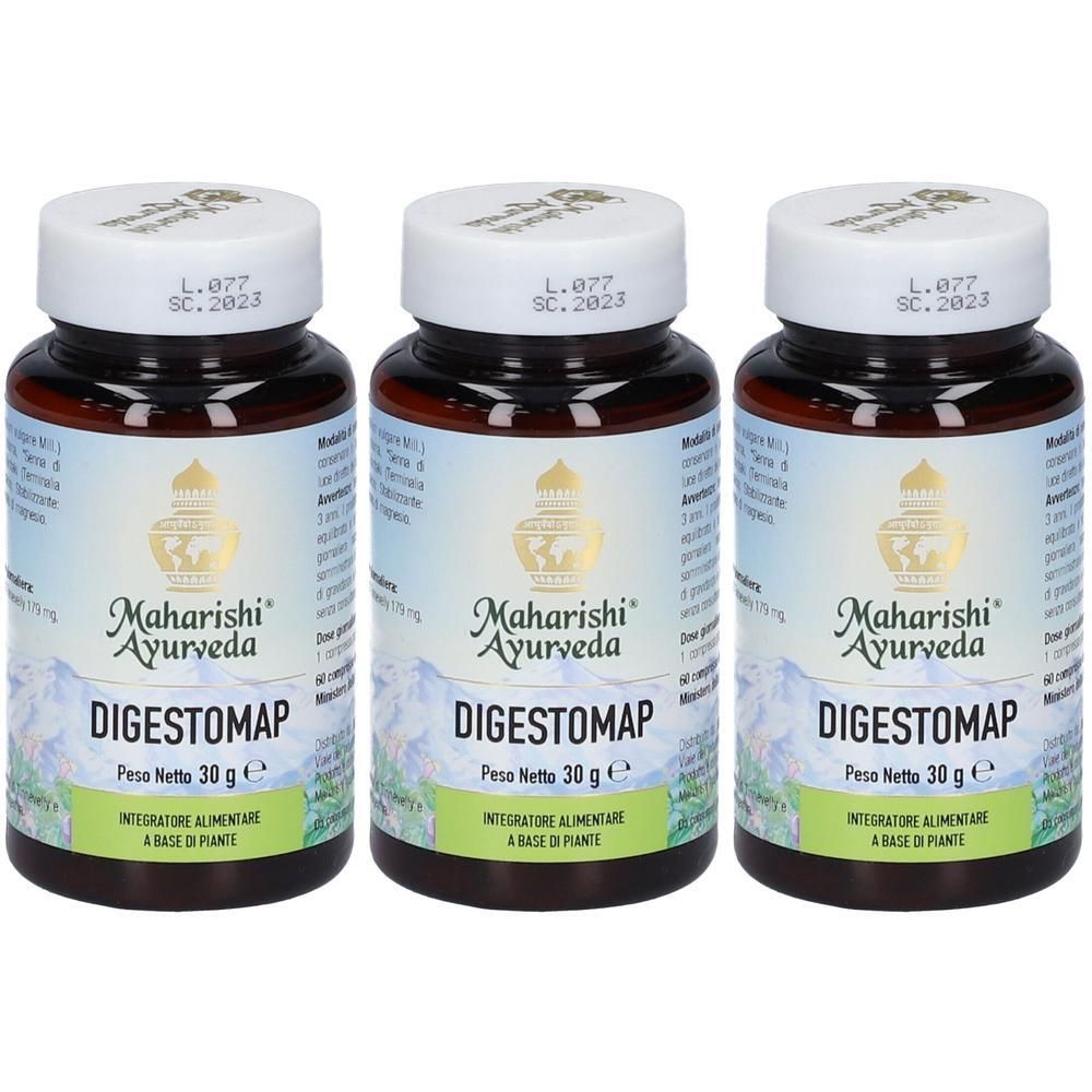 Tre flaconi di Maharishi Ayurveda DIGESTOMAP, 30g.