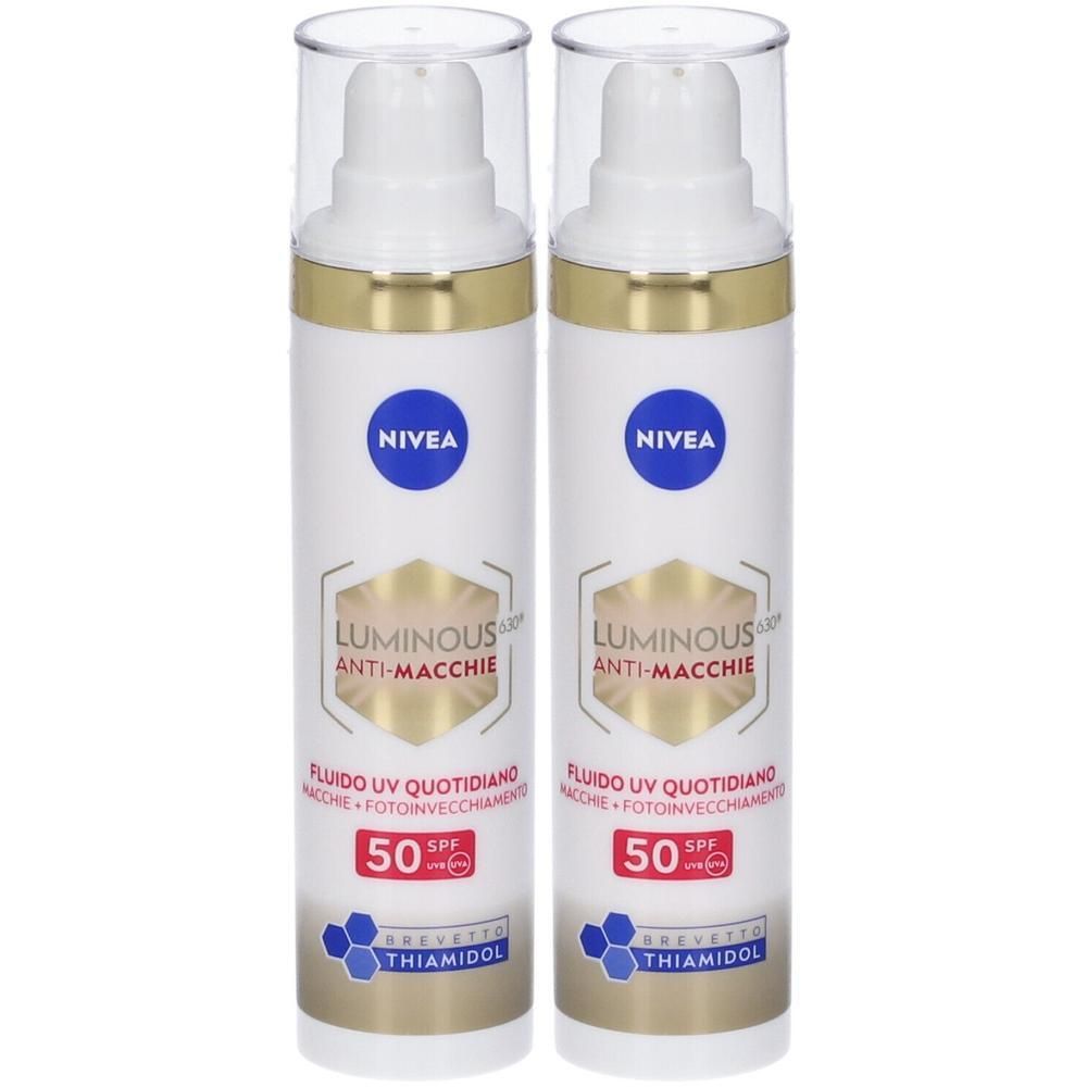 Due fluidi solari Nivea Luminous630 Anti-Macchie con SPF50.