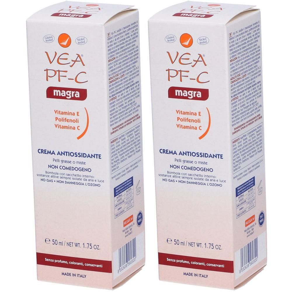 Due confezioni di crema VEA PF-C magra, 50 ml. Crema antiossidante per pelli grasse o impure.