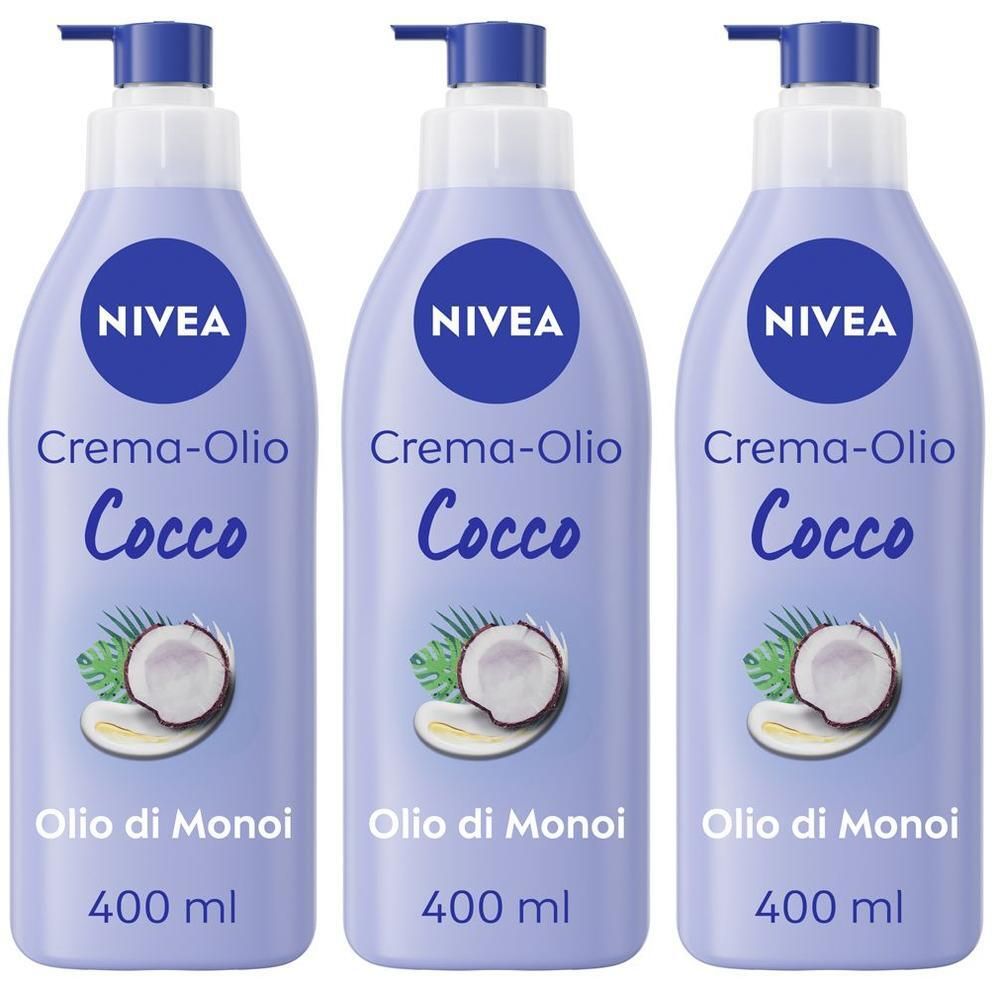 Nivea Crema-Olio Cocco & Olio di Monoi 400 ml, Crema corpo idratante 48h e profumata