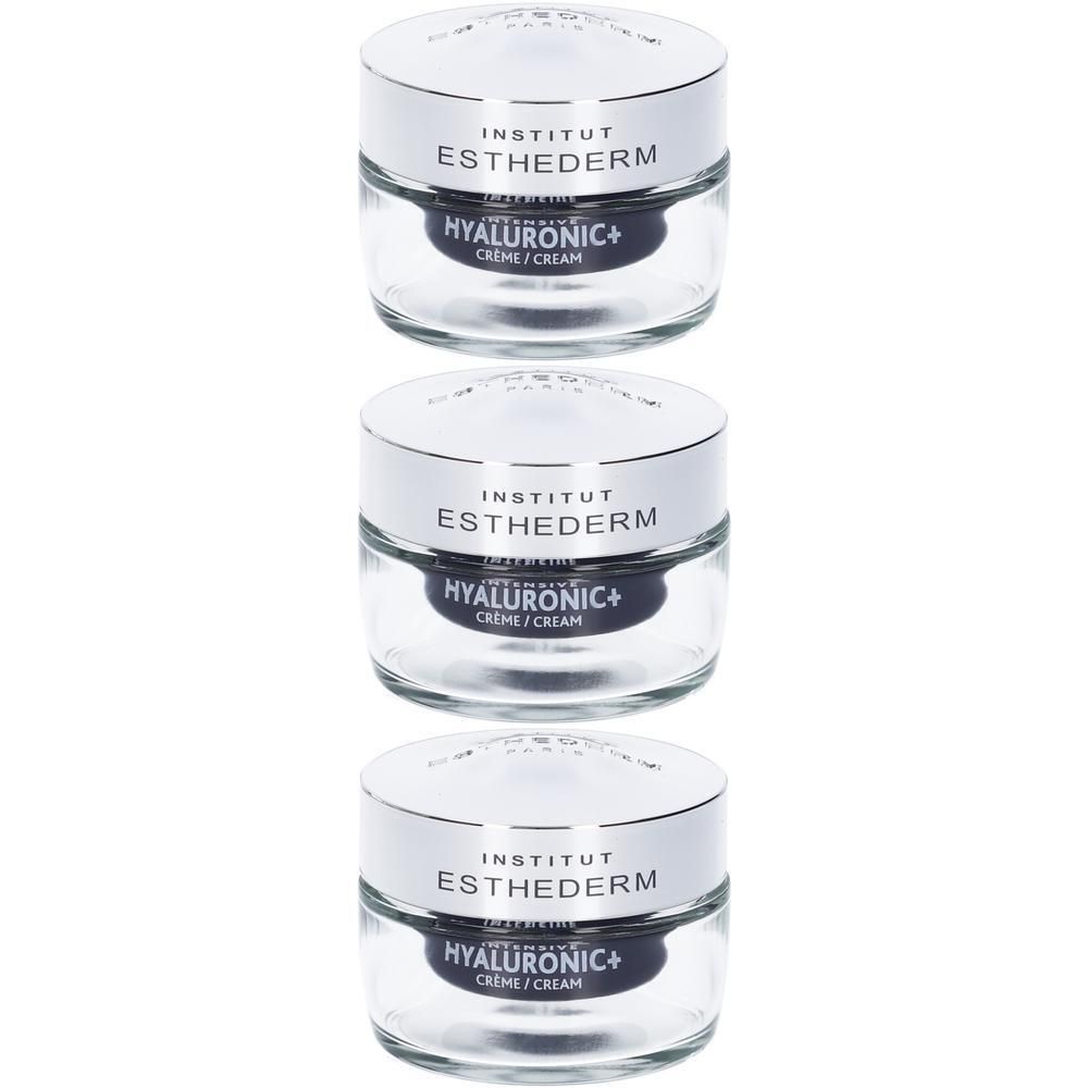 Tre vasetti di crema Institut Esthederm Hyaluronic+.