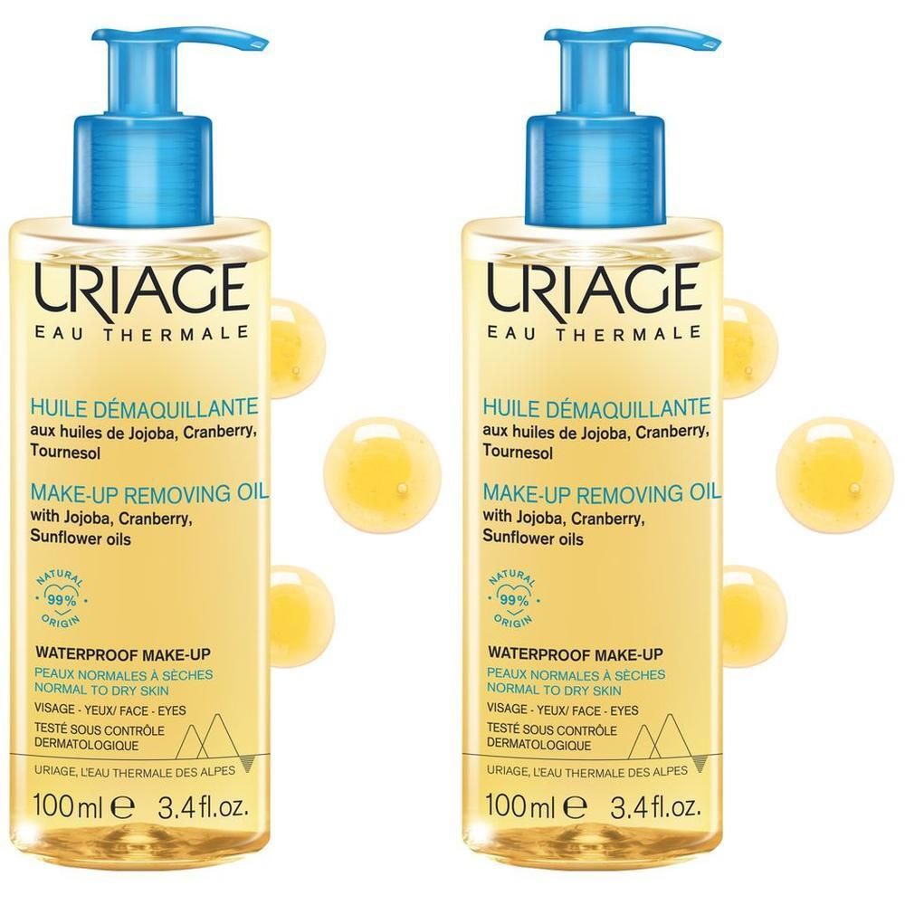URIAGE Olio detergente struccante, pelle sensibile normale o secca, occhi, viso, labbra