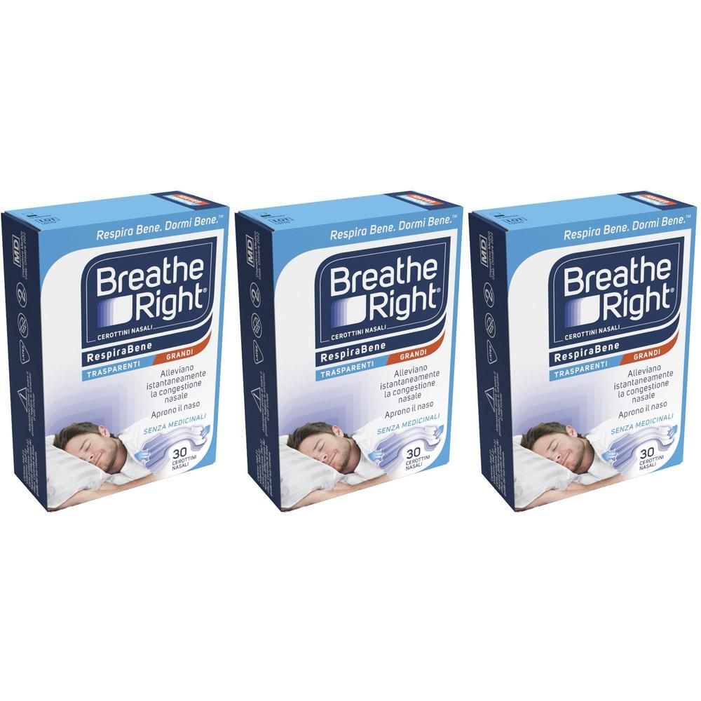 Cerotti Nasali Breathe Right Trasparenti Grandi 30 Pezzi