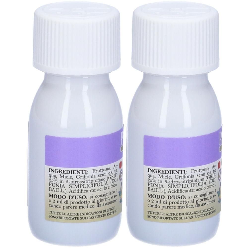 Due flaconcini bianchi con etichette viola e tappi a vite bianchi. Contiene elenco ingredienti e istruzioni d'uso.