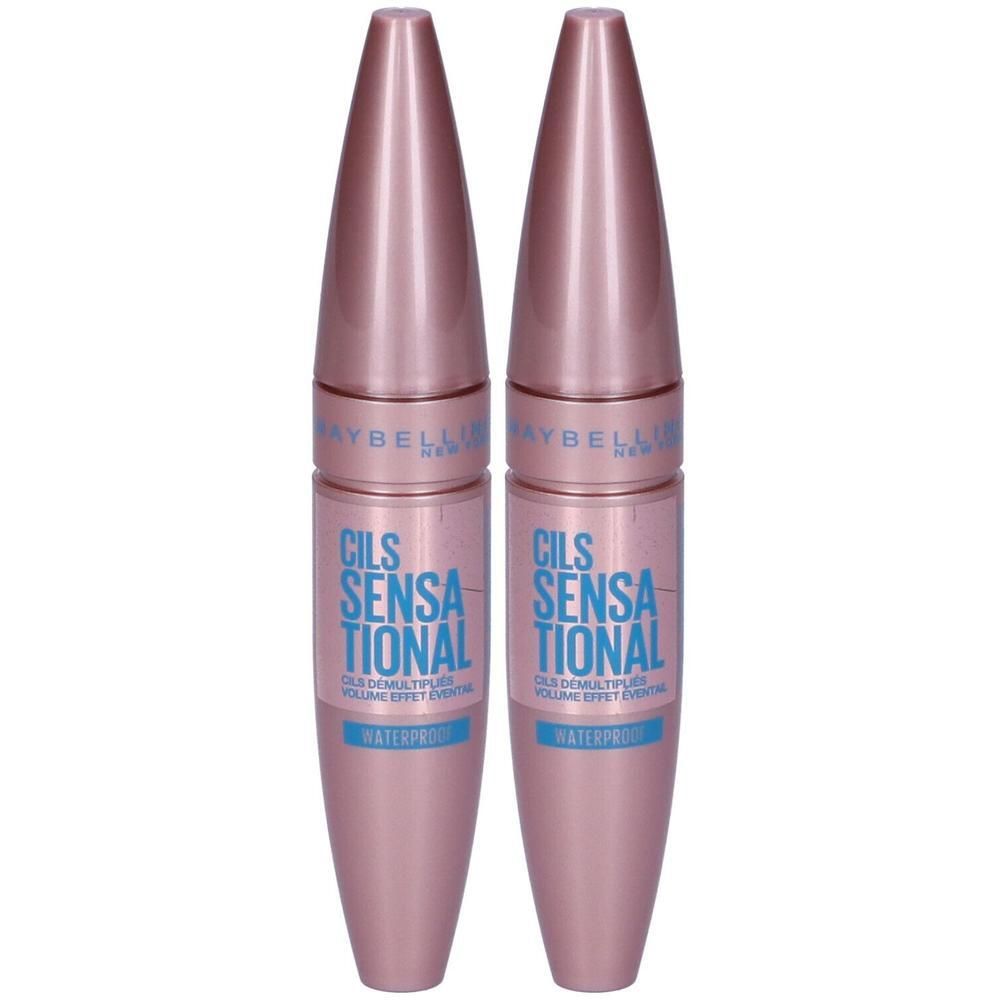 Maybelline New York Mascara Ciglia Sensazionali, Volumizzante, Effetto Ventaglio sulle Ciglia, Resistente all'Acqua, Nero, 9.5 ml
