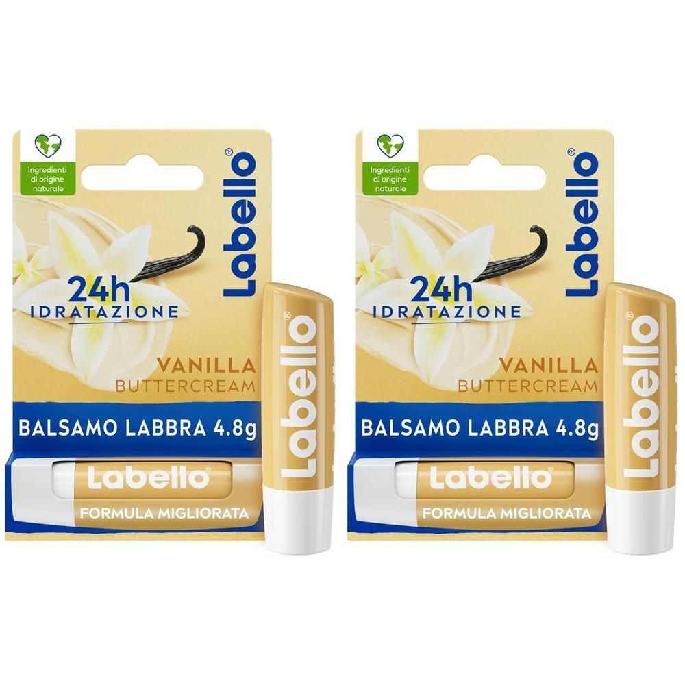 Due stick di balsamo labbra Labello Vaniglia Buttercream. 4,8g.