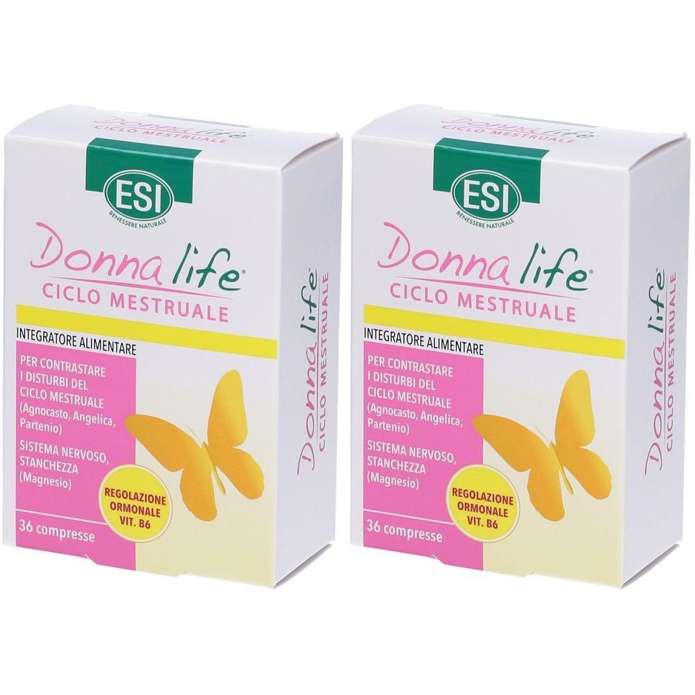Due confezioni ESI Donna Life Ciclo Mestruale, integratore alimentare per il ciclo mestruale.