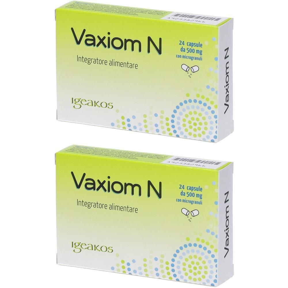Due confezioni di Vaxiom N, integratore alimentare, 24 capsule da 500 mg.