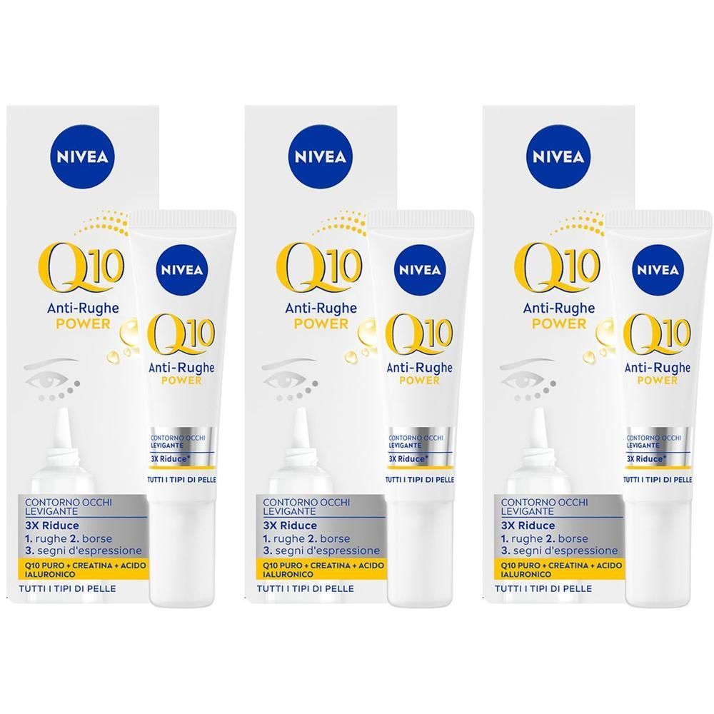 Nivea Q10 Anti-Rughe Power Contorno Occhi Levigante 15 ml, Contorno occhi antirughe e idratante