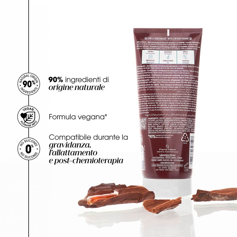 Klorane Balsamo dopo-shampoo fortificante e stimolante alla Chinina 200ml - Contro la caduta dei capelli